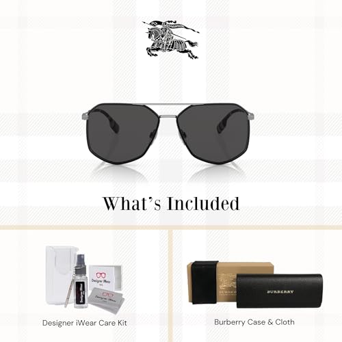 BURBERRY Ozwald BE3139 Hexagonal Sunglasses for Men +BUNDLE with ACCESSORY EYEWEAR KIT2
