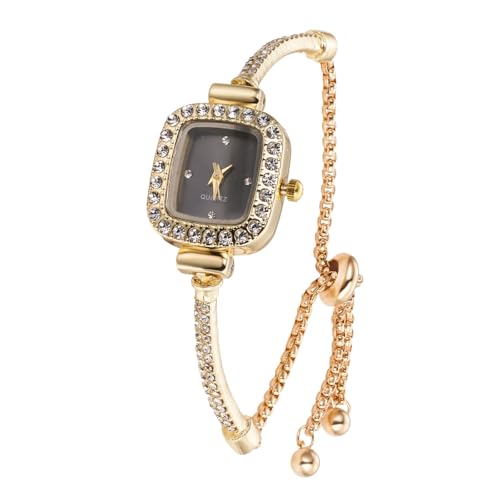Image of Halukakah Kids' Sparkling Diamond Watch - 18k Real Gold /Rose Gold /Platinum Plated - Multiple Colors Rectangle Dial - Quartz Adjustable Stainless Steel Wristwatch - Suitable for Boys and Girls