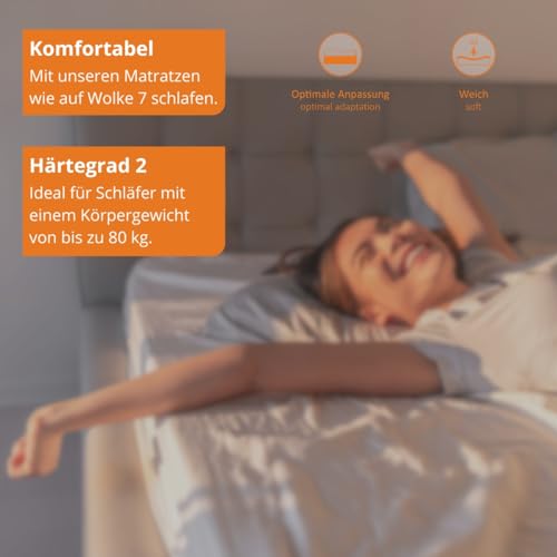 sleepling Matratze 90x200 Basic 20, Komfortschaummatratze, Rollmatratze mit Härtegrad 2, Made in...
