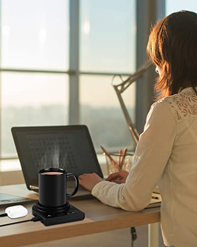 Coffee Mug Warmer Beverage Boil: Candle Wax Warmer Smart Electric Cup Warmer USB Charge for Phone Home Desk Office Use Beverage Heating Plate with 2 Temperature for Hot Cocoa Milk Tea Water