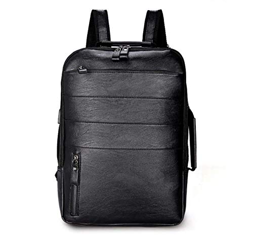 Mochila Couro Masculina Moderna Notebook Impermeável (Preto)