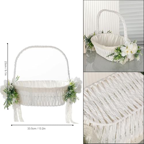 Cesta de flores para niña de boda, diseño elegante tejida a mano miniatura 4