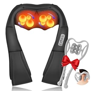 Xllent Neck Massager for Pain Relief Deep Tissue – Back Massager Deep Tissue Kneading Massager with Heat,Electric 4D Massage Pillow,Shiatsu Back and Neck Massager(NOT Cordless)