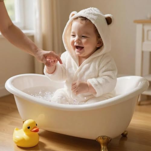 Image of BY LORA Hooded Baby Towel - 100% Rayon, Soft Bath Towel with Bear Ears for Babie, Toddler, Infant - Ultra Absorbent - Brown, Small