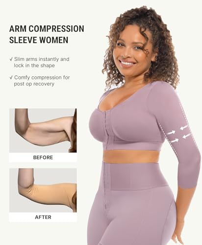 Image of FeelinGirl Arm Shaper for Women Post Surgery Arm Lipo Compression Sleeves Slimming Arm Faja Front Closure Shapewear Bra