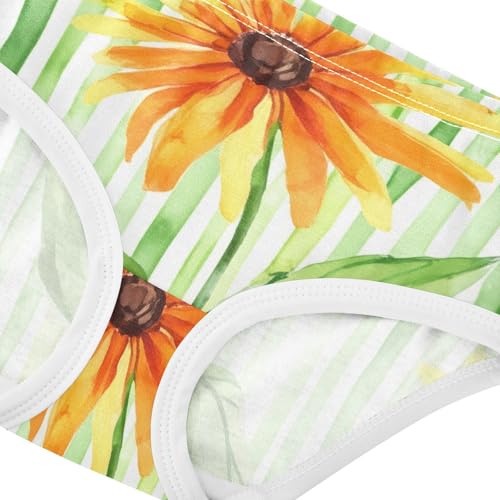Green Stripes Orange Flowers Little Girl Panties Toddler Underwear Floral Cotton Funny Briefs Kids Undies 2t4