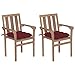 Chaise de Jardin, Chaise d’extérieur Chaise de Bistro Fauteuil de Jardin Chaises de Jardin 2 pcs avec Coussins Rouge Bordeaux Teck Massif