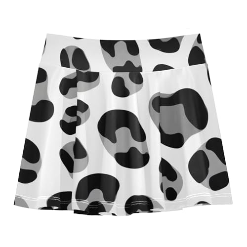 Joisal Athletic Shorts for Girls Skorts Tennis Skirts for Kids 2 in 1 Pleated Skort Leopard Print Black Grey White 3t