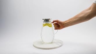 Glass Pitcher with Lid and Spout - 3 Liter / 100 oz, Borosilicate Glass w/Handle - Carafe for Hot/Cold Beverages - Water Jug - Iced Tea Pitcher - Juice Server - by PJC-Kitchen