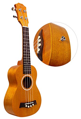 Vizcaya Soprano Ukulele Mahogany 21 inch stain finish with Ukulele Accessories, 5mm Sponge Padding Gig Bag, Strap, Nylon String, Electric Tuner, Picks