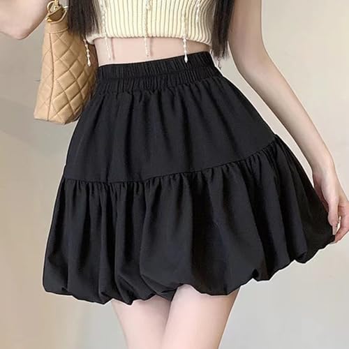 Women's Bubble Skirts Ruffled Puffy Elastic High Waisted A Line Mini Skirt Dressy Casual Fashion Club Party Outfits4