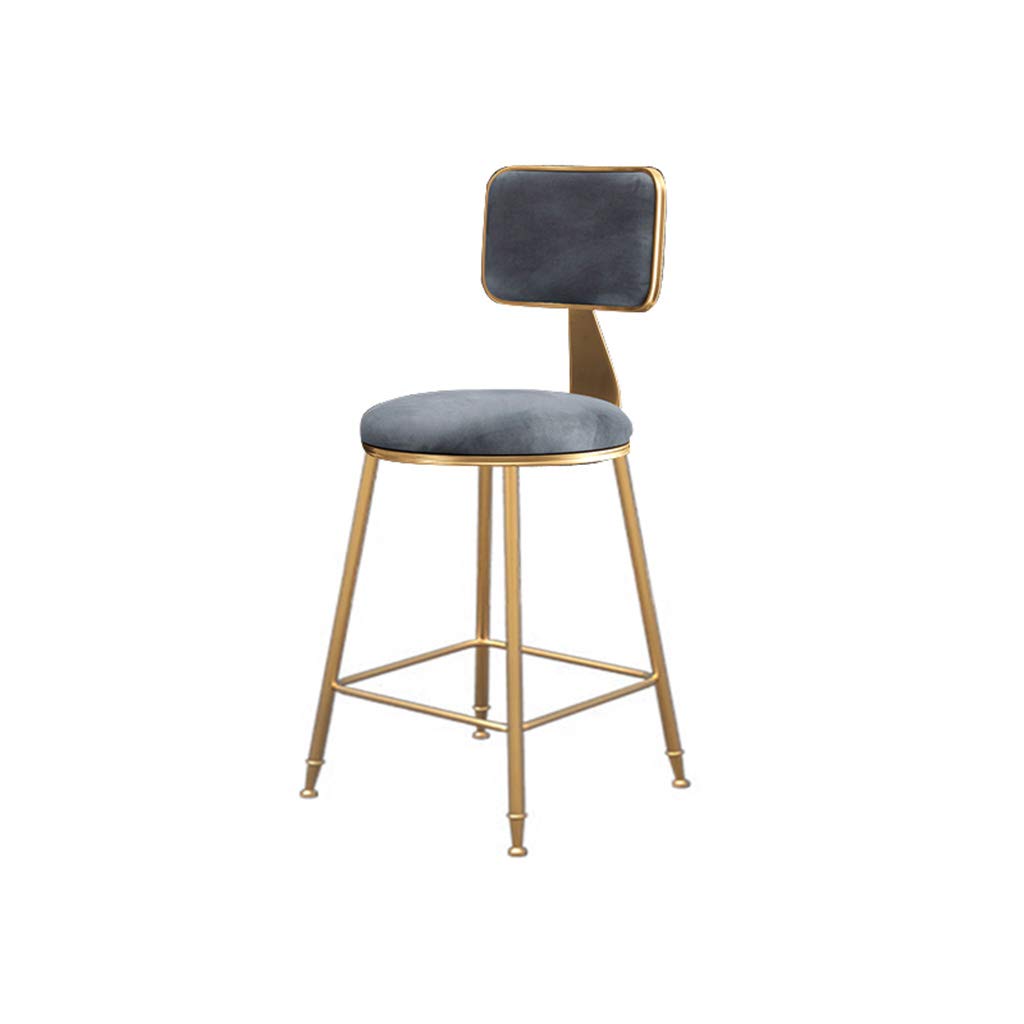 Tabouret de bar gris avec dossier et coussin pour comptoir de cuisine