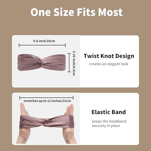 Image of ZLYC Mulberry Silk Headband for Women's Hair, Solid Batik Pink