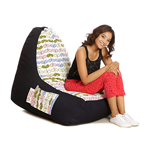 Image of Style Homez Urban Design Denim Canvas Abstract Printed Bean Bag XXL Size Filled with Beans Fillers