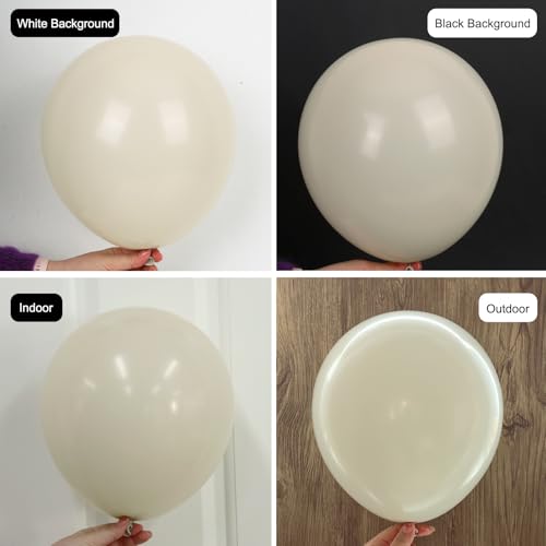 Image of RUBFAC 129pcs Sand White Cream Balloons Different Sizes 18 12 10 5 Inches, Beige Latex Balloon Garland Arch for Birthday Engagement Party Wedding Anniversary Baby Shower Decoration