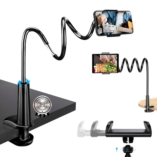 TOVARIN® Super Soporte Movil Universal con Cuello de Cisne 360° para Móvil | Soporte para Movil Ajustable para Mesa o Cama | para iPhone 16 15 Pro MAX Huawei Samsung Xiaomi Smartphones