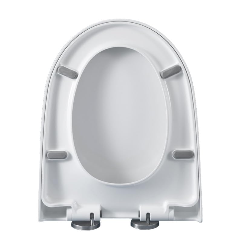 Tavoletta WC Universali Copriwater forma D, 37 * 47cm Sedile WC con Chiusura Ammortizzata Asse WC con Sgancio Rapido a un Pulsante, Bianco
