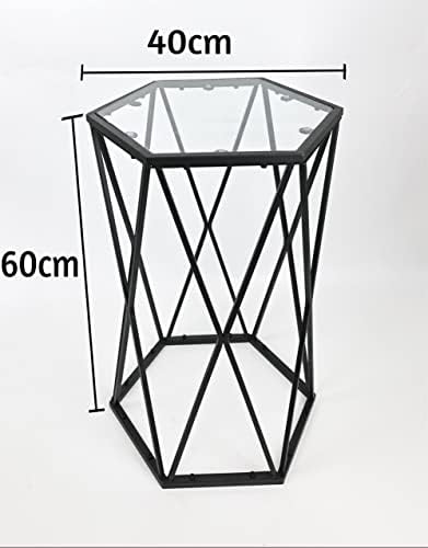 Spot on dealz® Small Side Tables Living Room Occasional Hexagon Coffee Table Hallway Room Bedroom Sofa Glass Table Indoor Decor Decorative Black Console Tables