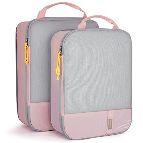 BAGSMART 2 Set Compression Packing Cubes, Packing Organizers for Travel, Expandable Luggage Organizer for Carry on Luggage, Compression and Lightweight Suitcase Organizers for Woman & Man,Pink,2 PCS by bagsmart - Used condition - Image 5