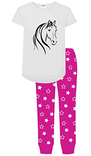 Jujak Girls Pyjamas Pjs Palomino Horse Pony Design 2 Premium Range Made in England – Pink (7-8 Years)