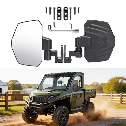 KEMIMOTO Upgrade Side Mirrors Extension Adjustable Compatible with Polaris Ranger Crew/XD 1500 2024-2026 Northstar Premium Ultimate Door/A-Pillar Mounted Accessories Replace #2889099#2889862