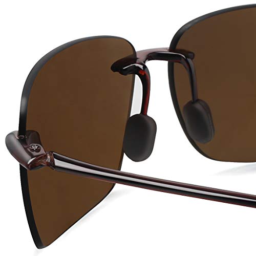 Juli Sports Polarized Sunglasses For Men Women Tr90 Rimless Frame For Running Fishing Golf Surf Driving(Brown) #TOP6