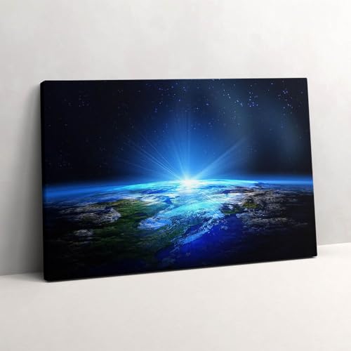 Image sur toile de la Terre vue de l'espace Wallfluent 60x40cm tableau déco murale