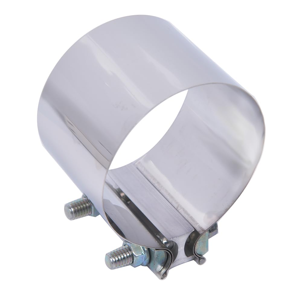 4" Stainless Exhaust Clamp, ID 4 Inch Butt Lap Joint Muffler Band Clamp Sleeve