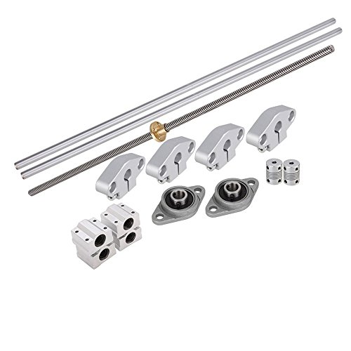 Industrial Combination,Ideaker Vertical 8mm Lead Screw &L400mm Shaft Optical Axis&Pillow Block Bearings Slide Block with Dual Rail Shaft Support &Flexible Shaft Coupling 15pcs