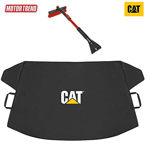 Motor Trend Ice Scraper/Frost Remover + CAT Frost Guard/Snow Cover for Car and Truck Windshields/Mirrors, Winter Storm Survival Kits (Extendable/Rotating Snow Brush + Frost Guard)