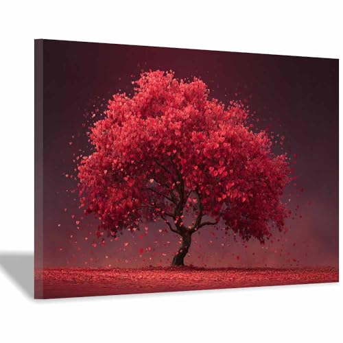 Arbre de la vie impression sur toile rouge ZAMAEIU 30x50 pour cadeau déco