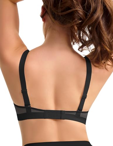 Image of FallSweet Push Up T Shirt Bra for Small Chested Women Underwire Plunge Padded Add Two Cup Bra