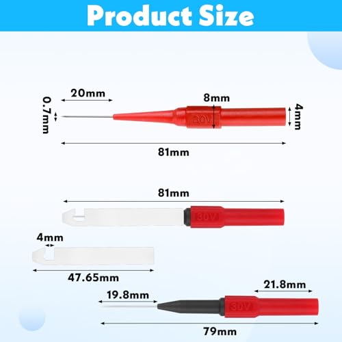 Image of 19Pcs Back Probe Kit Insulation Back Probes 0.7mm Test Probe Pins Non-Destructive Wire Piercing Probes for Test Car