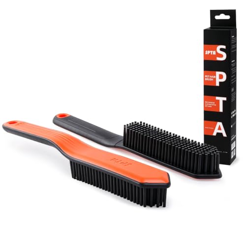 SPTA Pet Hair Brush 2Pcs Pet Hair Removal Brush Triangular Wedge Tip Rubber Bristles to Trap and Remove Hair Metal-Free Design Ergonomic Design Great for Cars Trucks SUVs RVs Home Furniture&More