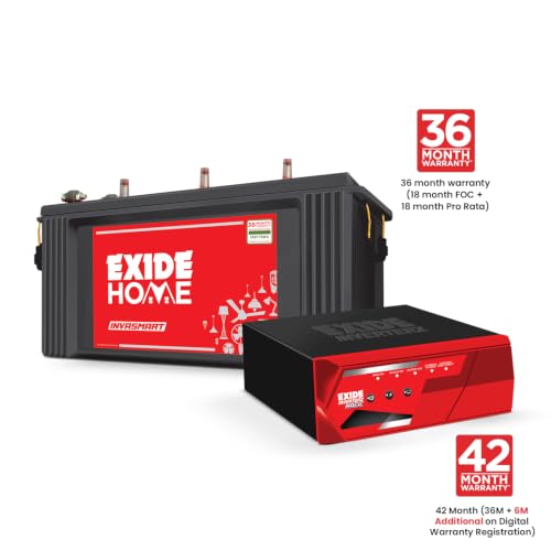 Image of Exide Inverter & Battery Combo for Home & Office - MAGIC12V1125 (1125VA /12V) Square Wave Inverter + INVASMART ISST1500 150Ah Short Tubular Battery | 42M Inverter & 36M Battery Warranty