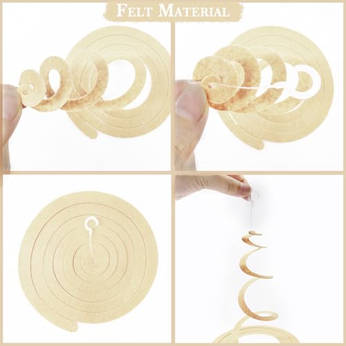 Image of 36 Pcs Jungle Hanging Swirl Decorations Sage Green Brown Beige Felt Swirl Streamer Spiral Ceiling Garland for Safari Jungle Woodland Wild One Birthday Neutral Baby Shower Party Decorations Supplies
