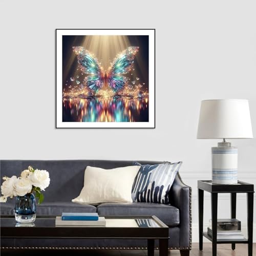 DIY Papillon Diamond Painting Kit Complet 5D, Peinture Diamant Fantaisie avec Strass, kit de peinture diamant complet, Kit de Broderie Diamant pour Adultes, Art du Diamant Débutants (30x30 cm) – vue 2