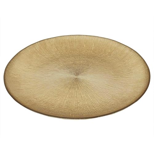 HOME DECO FACTORY, KA6135, Piatto in Vetro Oro 21 cm, Design Elegante e Moderno, Durevole e Resistente, Ideale per Tutte Le Occasioni, Facile da Pulire, Colore Oro