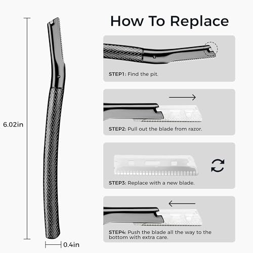 ZOMCHI ZOMCHI Eyebrow Razor, Razor for Women Men Eyebrow Trimmer with Precision Cover, 6 Blades Face Shaver (Black)