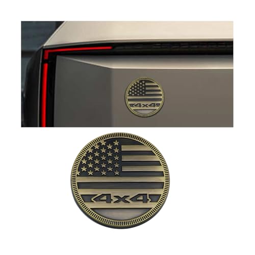 Image of American Flag Badge Car Emblems, 4 x 4 3D Metal Automotive Badge Decals, Round Car Emblem Stickers, Vehicle Exterior Decorative Accessories, Universal for RV, SUV, Truck (Brown)