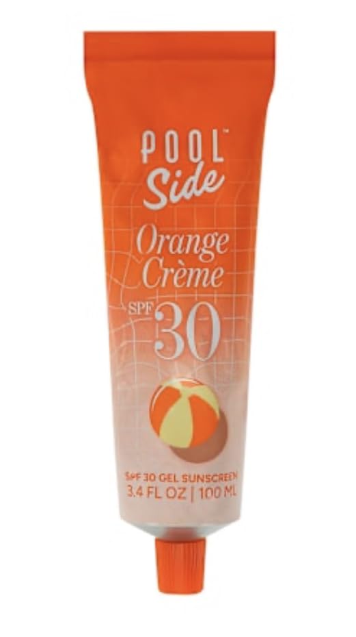 Pool Side Orange Crème SPF 30 Gel Sunscreen, Paraben Free, Cruelty Free, 3.4 Fl Oz