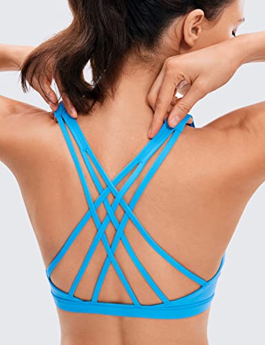 Image of CRZ YOGA Strappy V Neck Sports Bras | Medium Support, Removable Pads, Yoga, Brushed, Criss Cross Back, for Women
