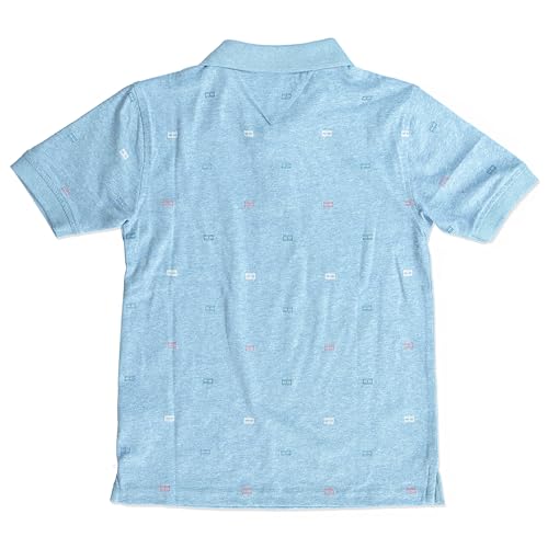 Tommy Hilfiger Boys' Short Sleeve Fashion Polo Shirt, Button Closure, Soft & Comfortable, Granada Sky Heather, 14/162