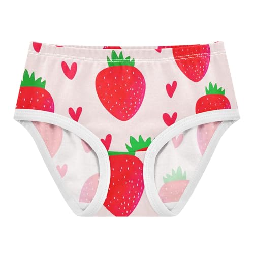 Toddlers Underwear Floral 2t Cotton Little Girl Panties Fun Print Briefs Undies Kids Red Strawberries Hearts Pink
