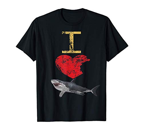 I Love Shark Tee Vintage Retro Funny Gift for Shark Lover Maglietta