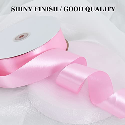 image for TONIFUL 1-1/2 Inch (40mm) x 100 Yards Baby Pink Wide Satin Ribbon Soli