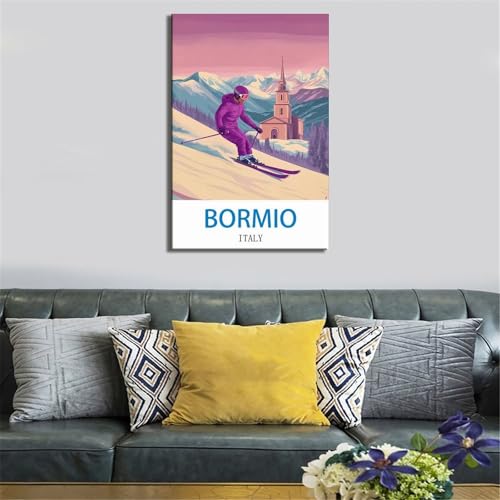 Affiche de voyage vintage Bormio Italie d'une elegance intemporelle