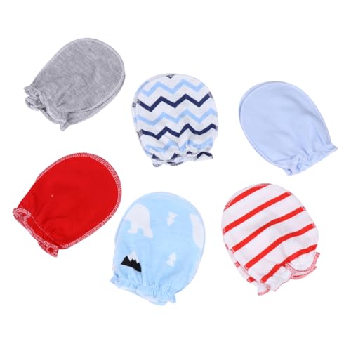 Gatuida 6 Pairs Newborn Cotton Mittens Anti-Scratching Infant Gloves for 0-6 Months Soft and Breathable Baby Mittens Mixed Styles for Boys and Girls