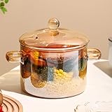 Glass Simmer Pot with Cover Cookware for Stovetop...