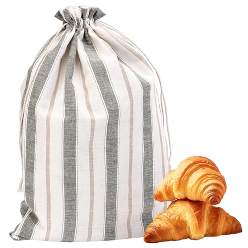 Bolsas de pan de lino anti-humedad reutilizables con cordón para evitar corteza blanda 4